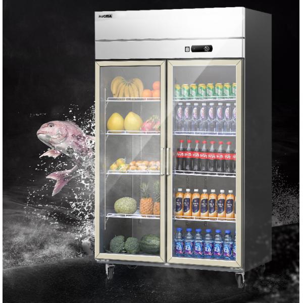Stainless Steel Glass Door Freezer Display Cabinet Large Capacity