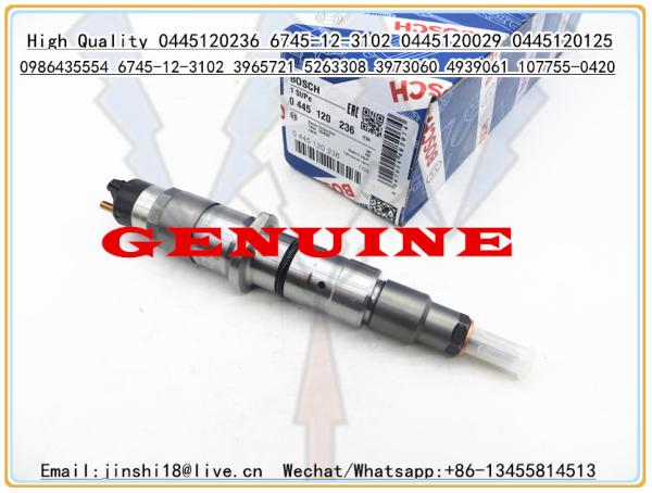 High Quality Fuel Injector 0445120029 0445120125 0445120236 0986435554 for 6745-12-3102 Cummins 3965721 3973060 4939061