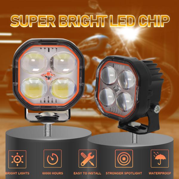 4 LED White Red Yellow Projector Spotlight LED Light For Motorcycle For Car