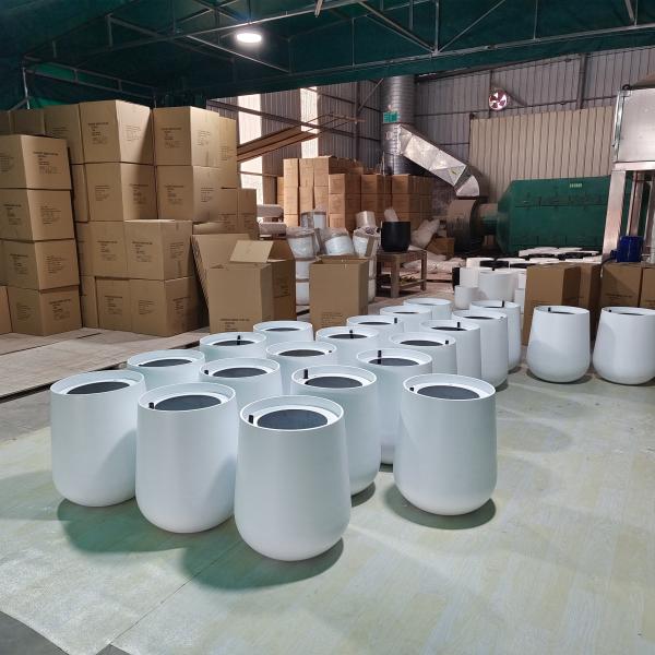 China Wholesale Round Shape Fiberglass Flower Pots GRP Planter Box For Outdoor Indoor Decor