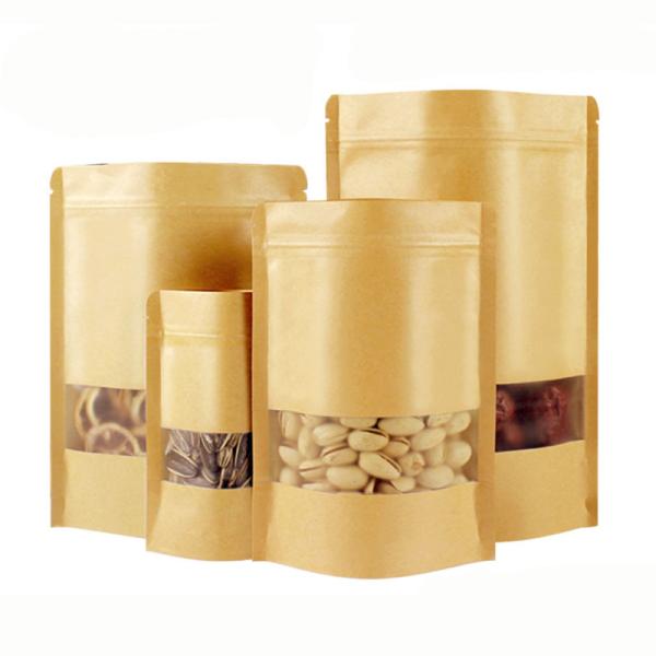 Packaging Paper Bag Food Biodegradable Candy Beef Bags Low Cost Paper Stand Up Pouch With Zipper