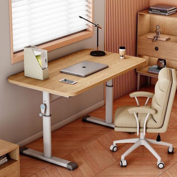 Height Adjustable Home Office Desk Children's White Wooden Study Table with Crank