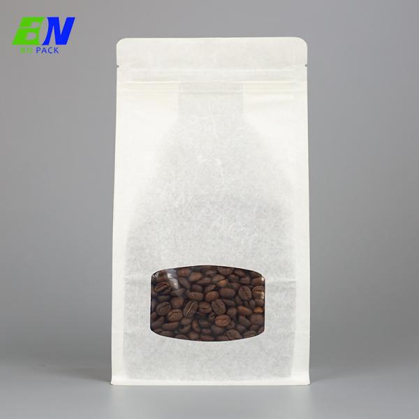 Kraft Flat Bottom Coffee Bags With Zipper Customized Size Color
