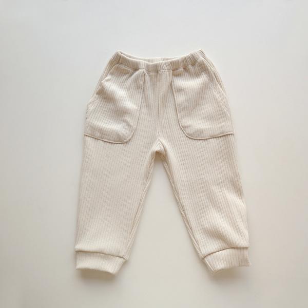 Children'S Toddler Ribbed Long Sleeve Trousers Solid Colour