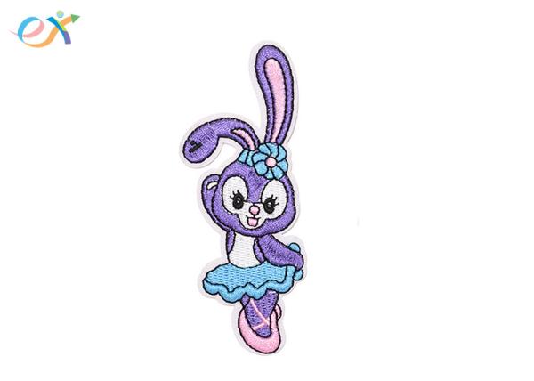 Cartoon Rabbit Iron On Embroidered Patches Custom Made With Long Life