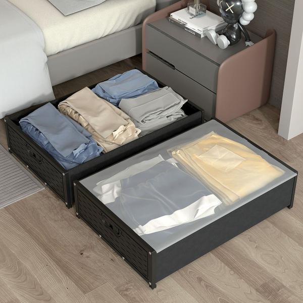 Under Bed Clothes/Toys Storage Box with Pulley and Cover The Ultimate Space Saver