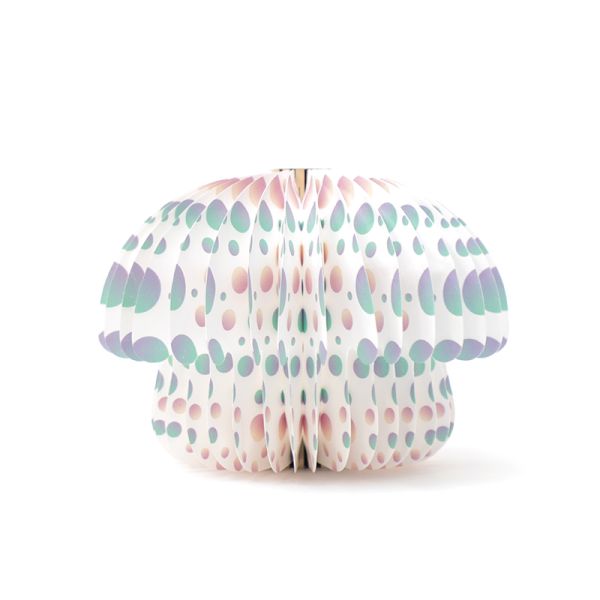 Decorative Folding Origami Paper Mushroom Lamp Wooden Base