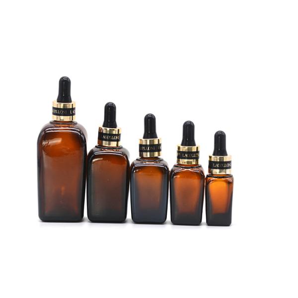 Rubber Nipple Aluminum Cap Glass Essential Oil Bottle With Dropper