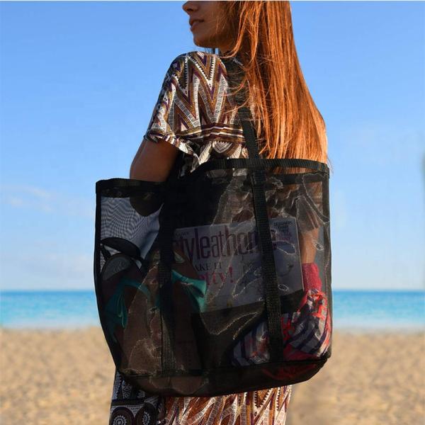 Lightweight Nylon Crossbody Bag , Mesh Shopping Tote With Zipper Closure