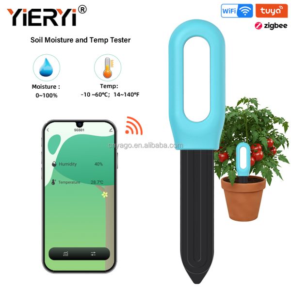 Wireless ZigBee Smart Soil Moisture Temperature Monitor for Plants App Controlled