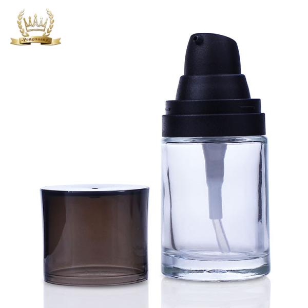 bouteille cosmétique en verre de base de la place 30ml claire de luxe avec le jet F012 de pompe