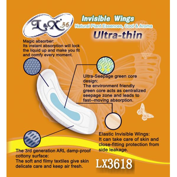 Natural Plant Infused Ultra-Thin 240mm Sanitary Napkins Pad with Invisible Wings 10 Pads/Pack Private Label Available