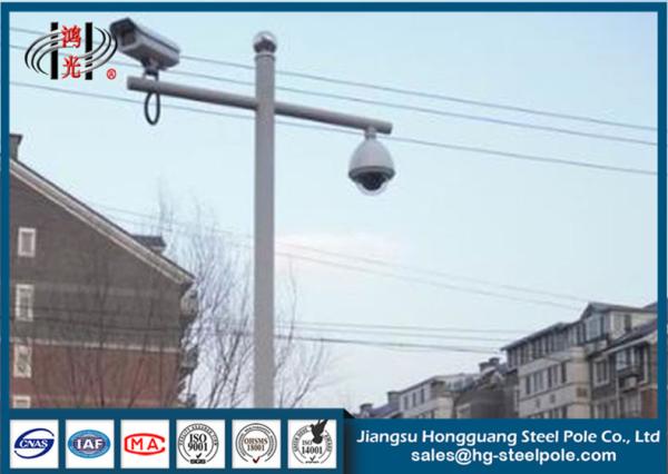Road Street Cctv Camera Pole , Traffic Light Steel Hot Dip Galvanized Pole