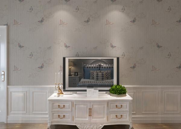 Removable Rustic Washable Vinyl Butterfly with Flower Wallpaper for Bedroom
