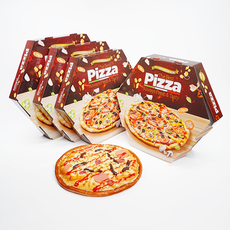 Wholesale customized logo eco-friendly and biodegradable corrugated cardboard packaging fast food takeaway pizza box