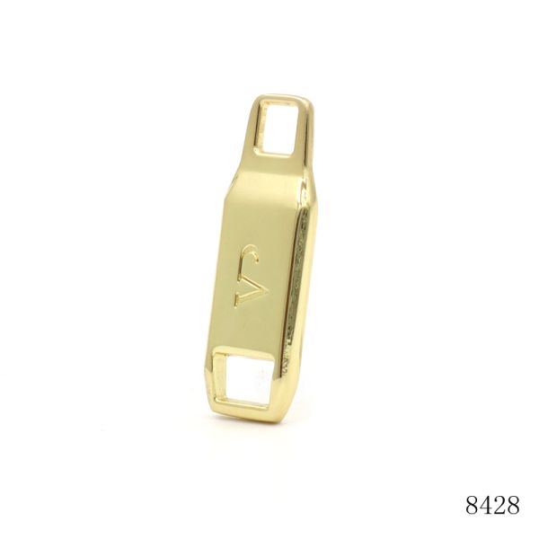 Square Custom Gold Logo Engraved Metal Zip Puller For Handbags Hardware Accessories