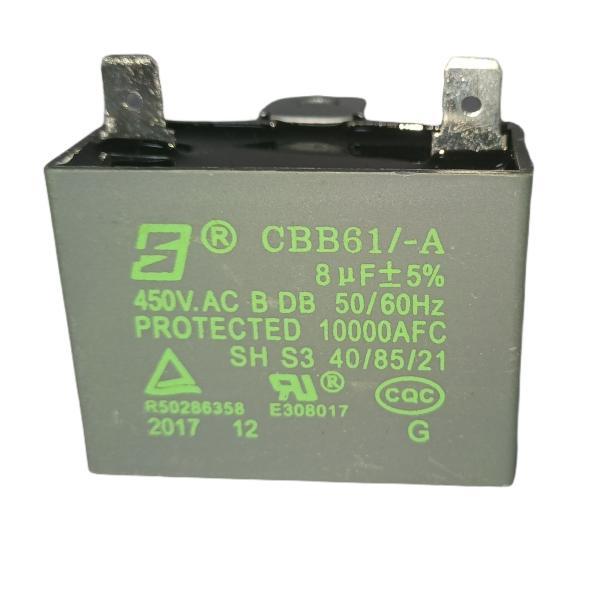 AC run motor start capacitor CBB61 450V 8.0UF Bent Iron Ear B-Class S3 Fan Capacitor