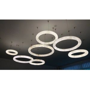 Alabaster Marble Pendant Light Middle Sized Luxurious Brass Ceiling Fixture