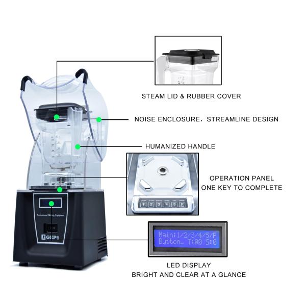 Low Noise Smoothie Blender with Pure Copper Motor Professional Kitchen Equipment