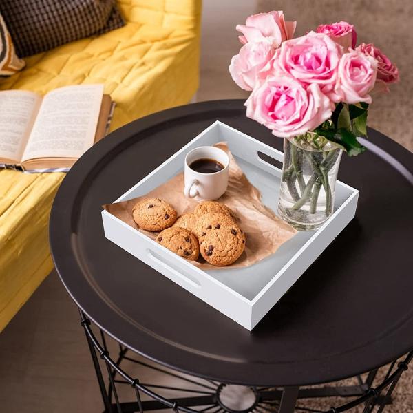 Large White Acrylic Tray With Handles Serving  Lucite Square