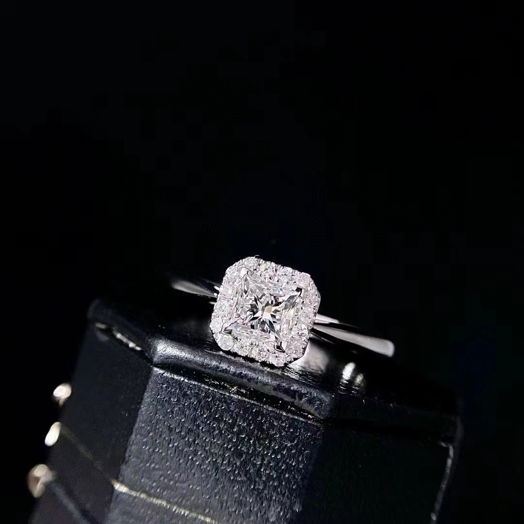 Customization Limited Time Discount 18K Lab Diamonds Square Diamond Ring FL Clarity