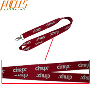 High Density Logo Printed Lanyard Red White Fade Proof Skin Friendly