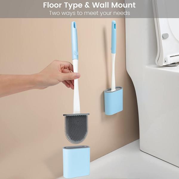 TPR Silicone Toilet Brush Set With Holder Wall Mounting Bathroom Use