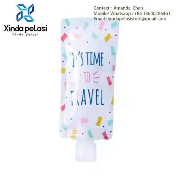Saco de água líquido esportivo dobrável com cachimbo, carabiner de desenho animado Saco de água dobrável