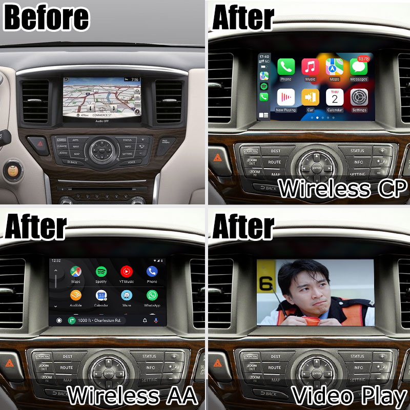 Коробка навигации беспроводного андроида Carplay автоматическая для Nissan Pathfinder R52 2017-2021