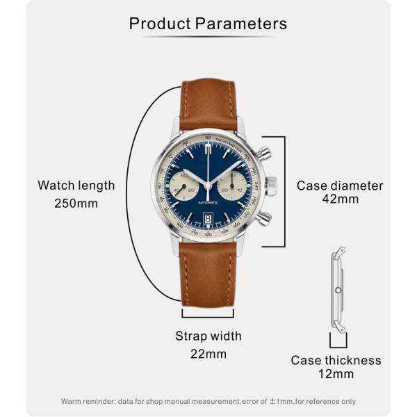 Кожа хронографа Gents наручных часов 10ATM кожаного ремня OEM