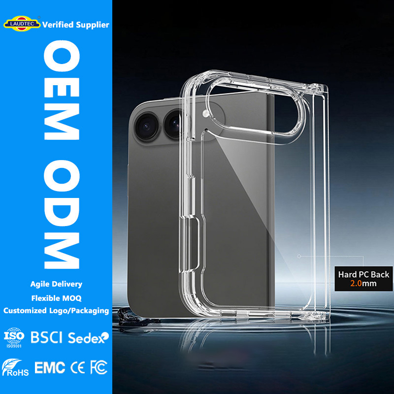 Laudtec Crystal Anti-scratch Clear Case for iPhone 18 Fold Anti-Yellowing TPU PC 2-in-1 Hard Back Shockproof Protective Cover