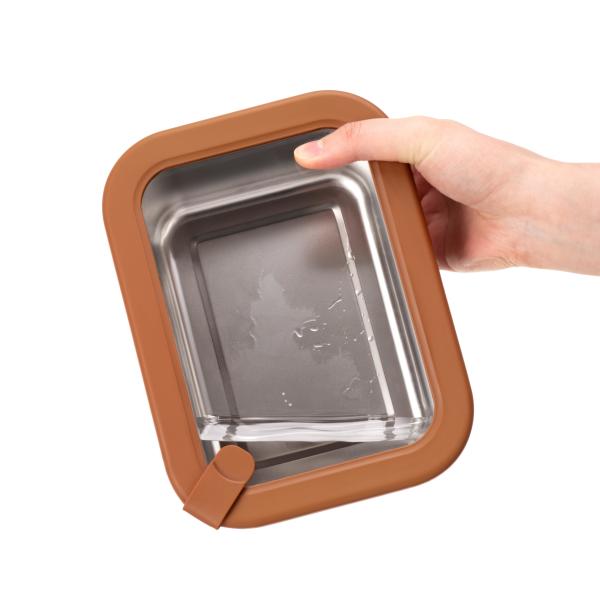 Contenant alimentaire en acier inoxydable 304 1L étanche avec couvercle en silicone
