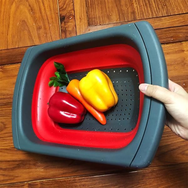Pot Use Eco-friendly Clip on Snap Water Collapsible Silicone Rubber Pasta Microwave Kitchenware Set Foldable Colander Strainer