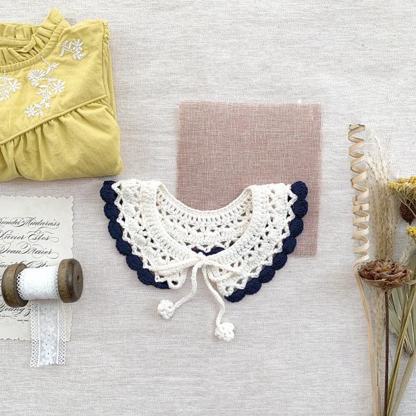 Y-F Hand Crochet Baby Girls Lotus Ruffle Lace Doll Neck Fake Collar for Girls