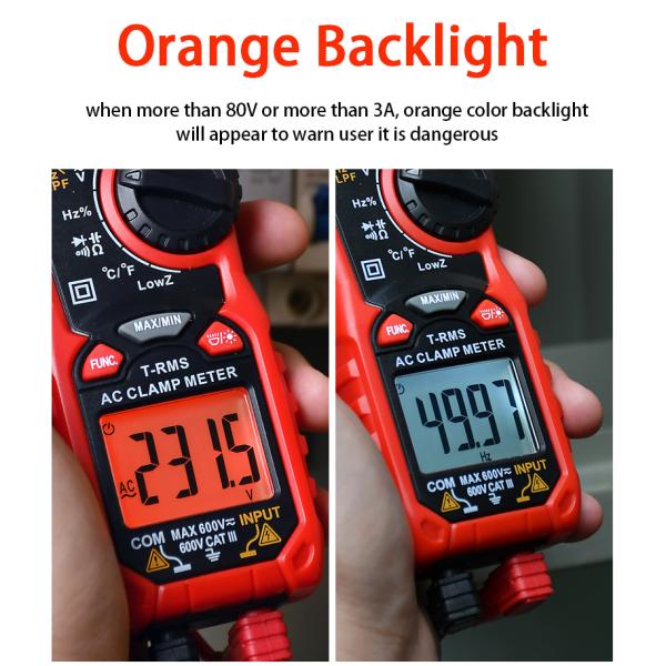 Manual 60A Digital Clamp Meters , 6000 Counts Clamp Voltage Meter
