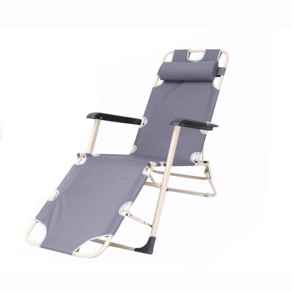 Patio Chaise Lounge Chair for Outdoor with Detachable Pocket and Pillow, Portable Sun Lounger Recliner for Beach