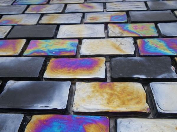 Colorful Brick Marble Glass Accent Tile , Glass Floor Tiles Bathroom Mosaic