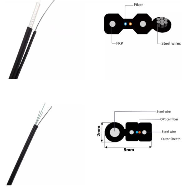 2*0.5mm FRP FTTH падают руководство бабочки ядров кабеля GJXFH 1/2/4/6 в оптическом кабеле