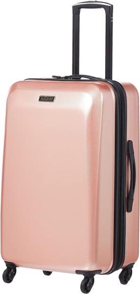 Moonlight Hardside Expandable Luggage with Spinner Wheels, Rose Gold, Checked-Medium 24-Inch