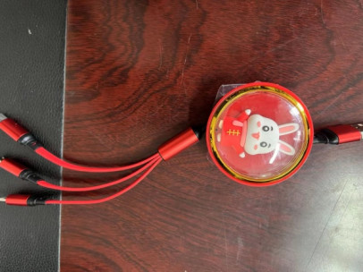 Rabbit Pattern 3 In 1 Usb Data Transfer Cable 1m 480Mbps