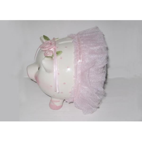 Pink Ceramic Piggy Bank In Cloth Cute Princess Piggy Bank Customized For Children