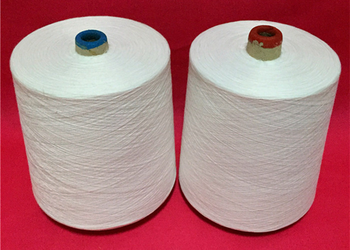 Virgin Polyester Spun Yarn , Ne30 Raw White Ring spun polyester yarn For Weaving