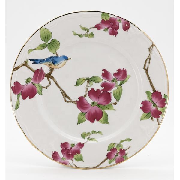 Plato decorativo de cerámica blanca con bordes dorados para la fiesta de bodas