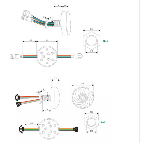 Водоустойчивый свет 45mm 9leds Gs8206 Rgb занятности СИД Smd5050