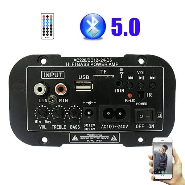 Bluetooth 5.0 FM Radio Power Amplifier Board with 100W Power for Home and Car Audio