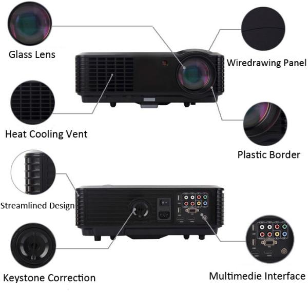 Digital Real 720P LED Lamp HDMI Projector Good Price For Cinema Office Home Entertainment