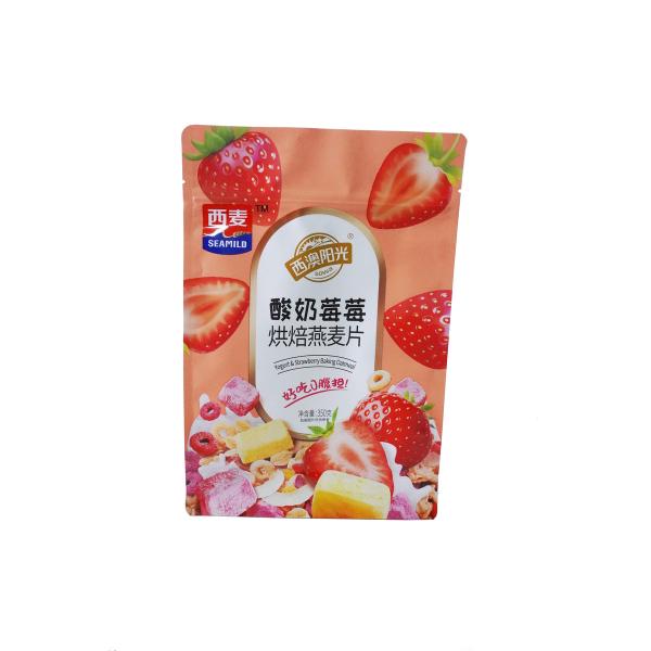 Fermeture à glissière à fond plat sac haut pour fruits surgelés et le yogourt cuisson de farine d'avoine