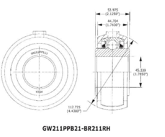 GW209PPB22-BR209RH Special Bearing Nonstandard Agricultural Machinery Bearing High Mechanical Efficiency