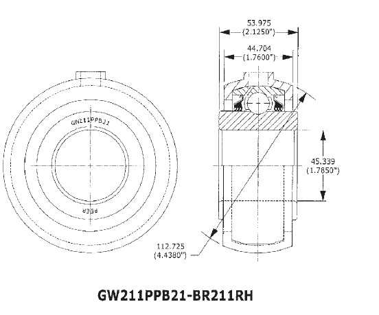 GW209PPB22-BR209RH Special Bearing Nonstandard Agricultural Machinery Bearing High Mechanical Efficiency