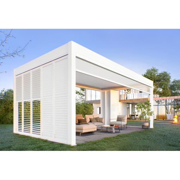 Windproof Zip Blinds and Glass Doors For Outdoor Louvered Electric Pergola